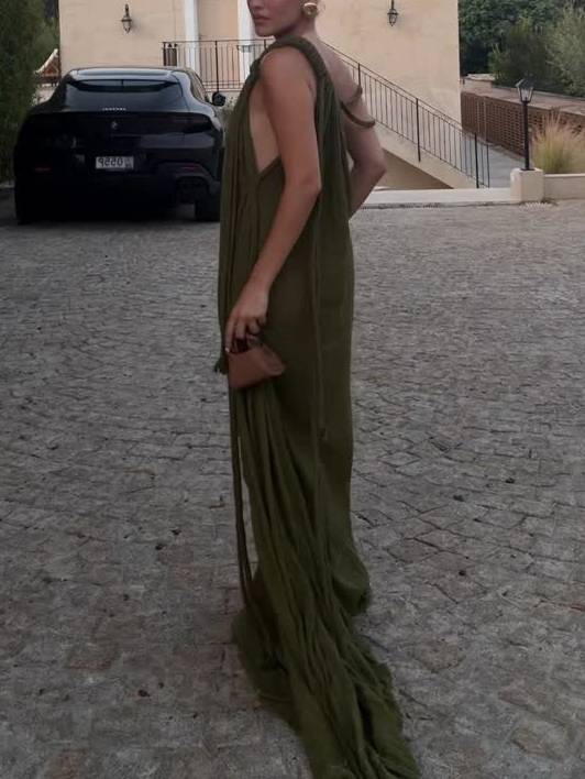 Vacation Style Off-Shoulder Braided Design Maxi Dress