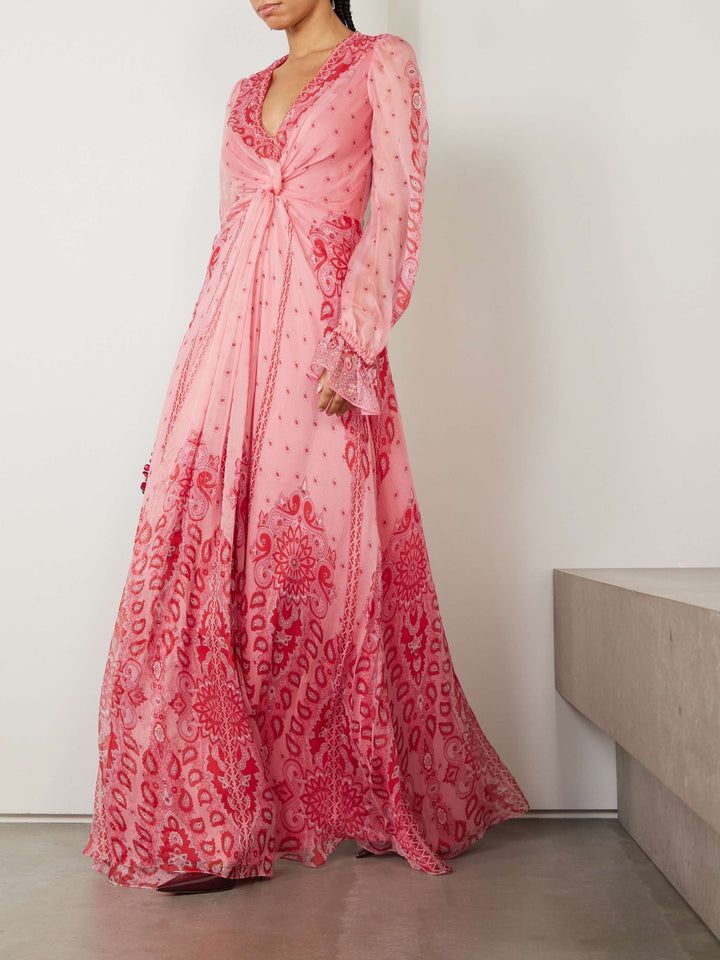 Exquisite Paisley Print Flowy Maxi Dress