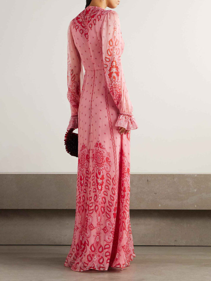 Exquisite Paisley Print Flowy Maxi Dress