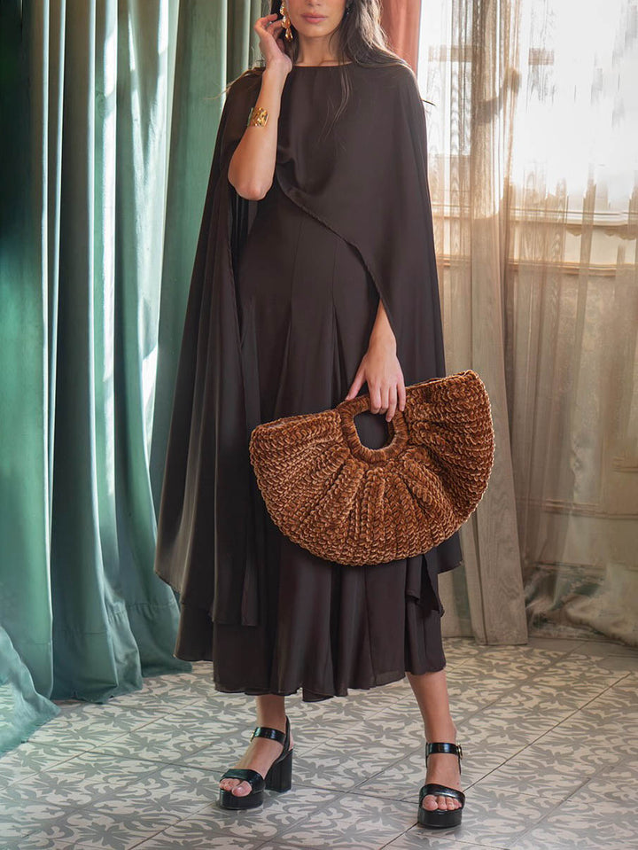 Elegant Shawl Spaghetti Strap Maxi Dress