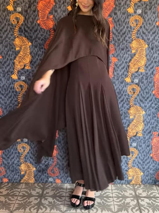 Elegant Shawl Spaghetti Strap Maxi Dress