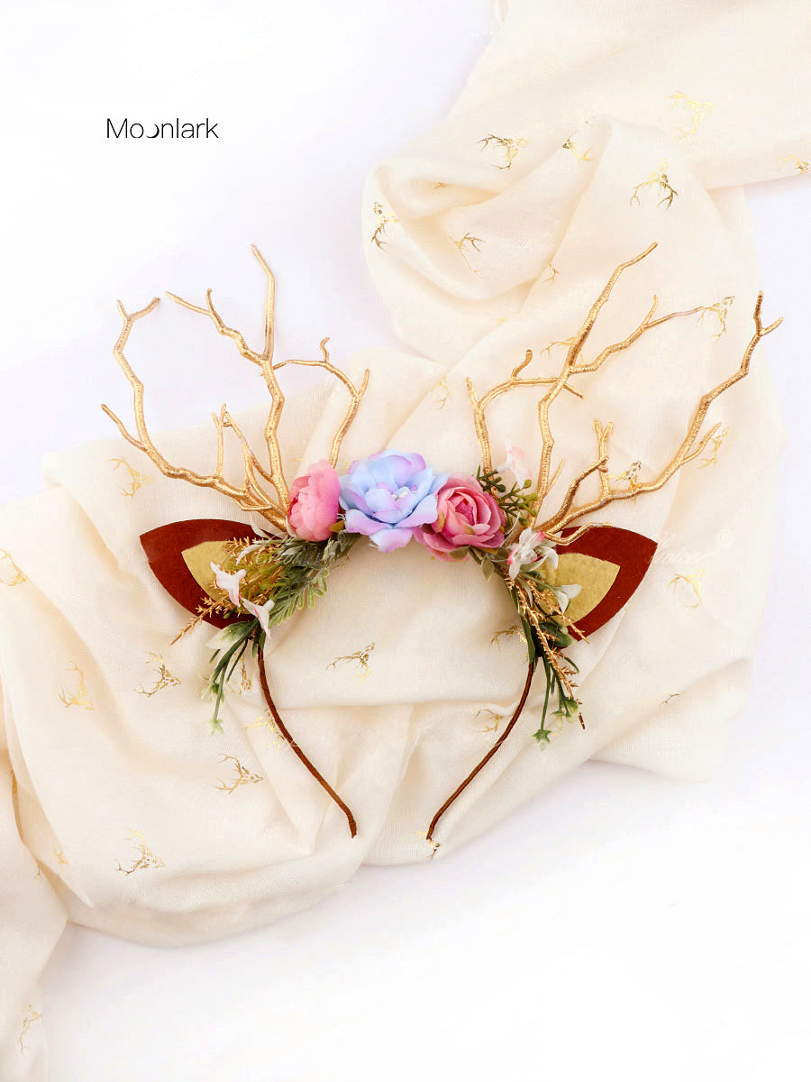 Flower Beauty And The Beast Christmas Reindeer Headband