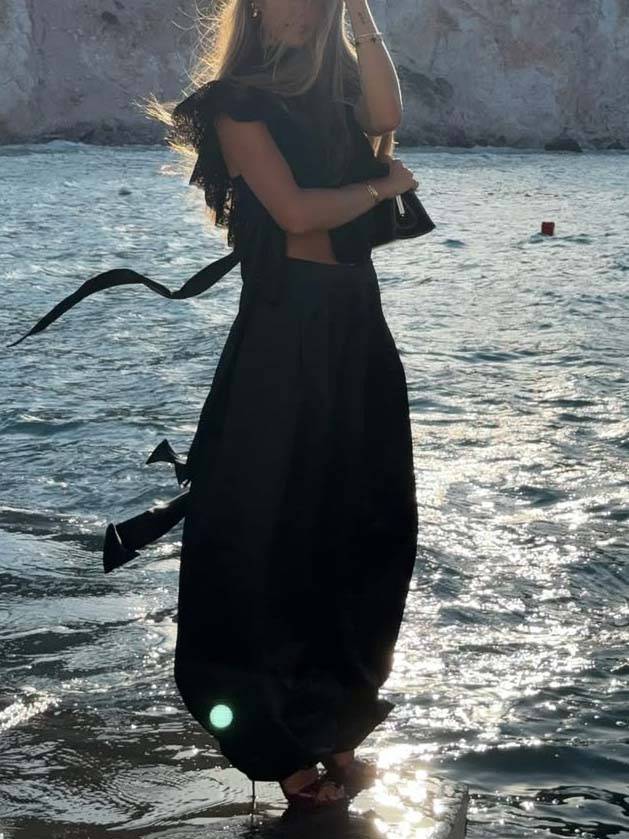 Lace Top And Wide Leg Pants Suit-Top