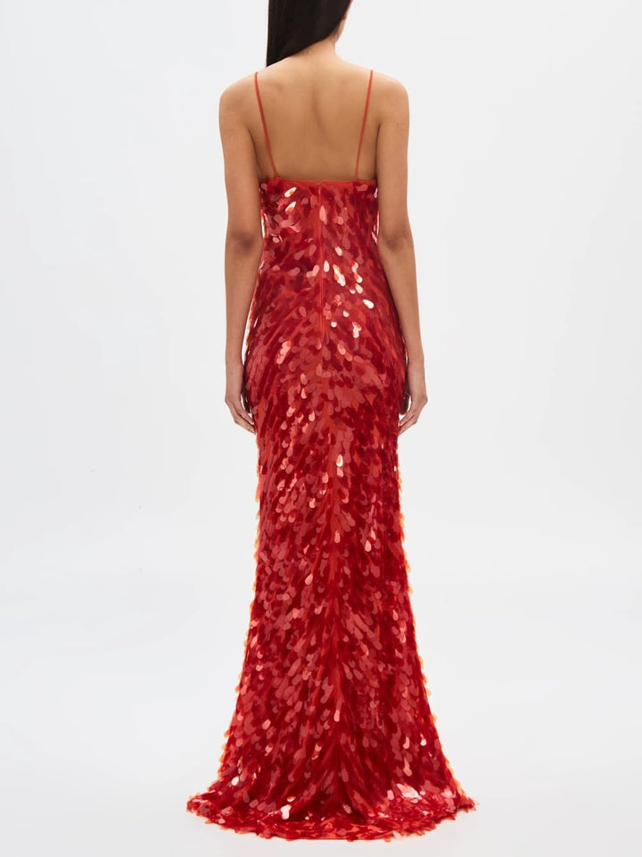 Red Sapphire Sequin Maxi -mekko