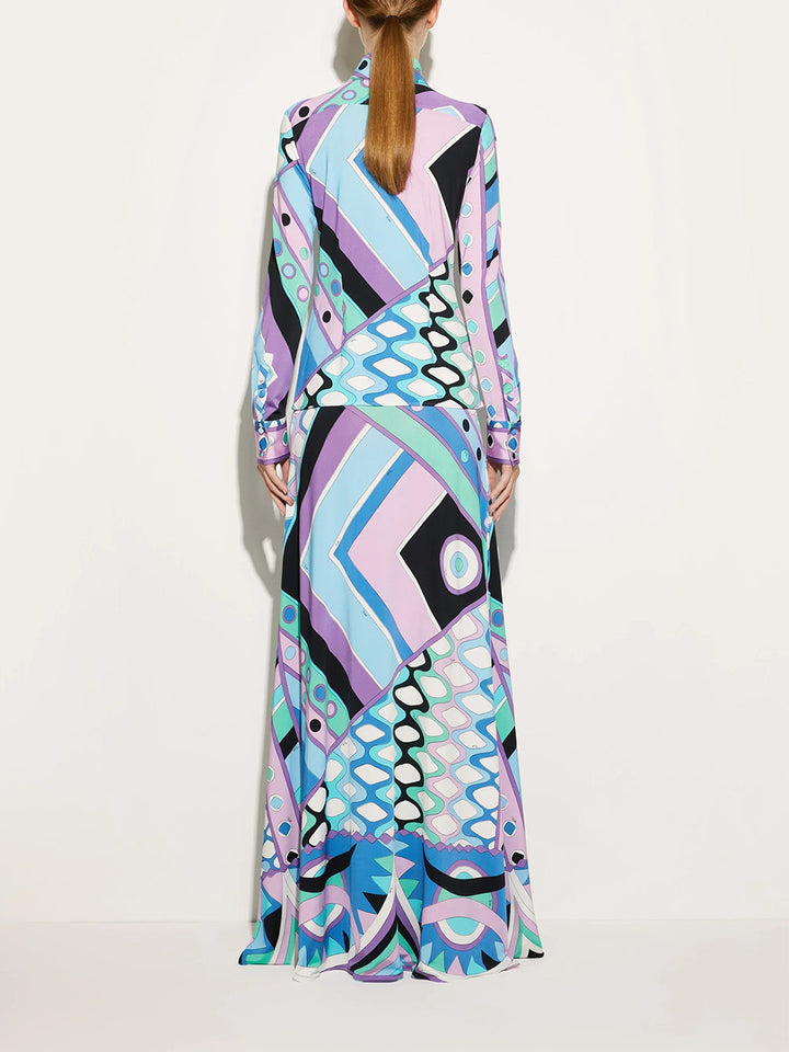 Temperament Printed Hip-hugging Maxi Skirt