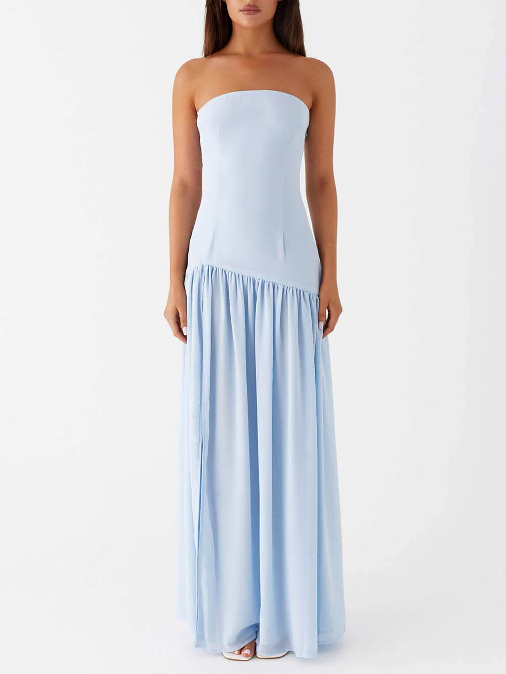 Exquisite Backless Pleats Strapless Maxi Dress