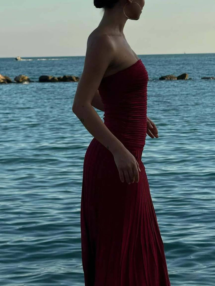 Slim-Fit Tube Top Knit Maxi Dress