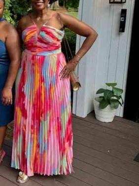 Multicolor Pleated Maxi Dress