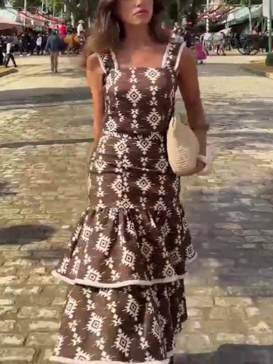 Unique Printed Tank Top And Skirt Suit-Tank Top