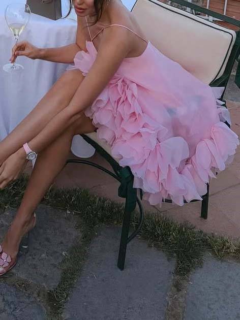 Luxury Petals Backless Sling Mini Dress