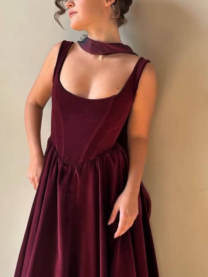 Velvet Scarf Design Sling Dress