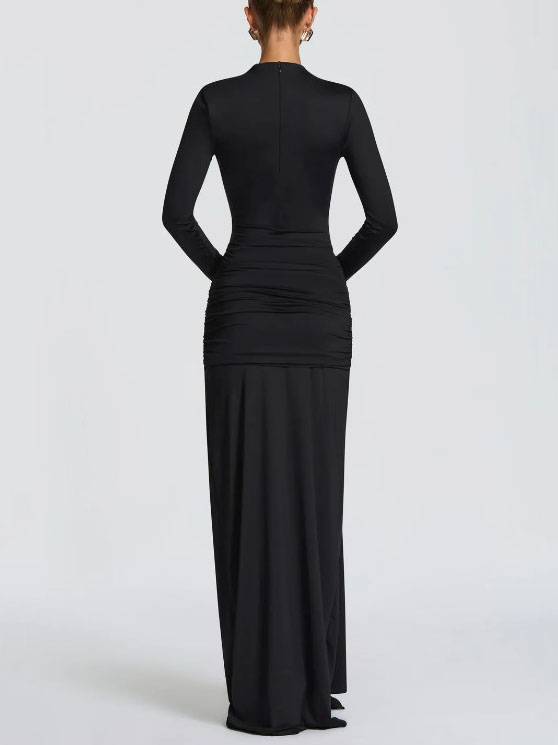 Hollow Design Pleated Maxi Dress