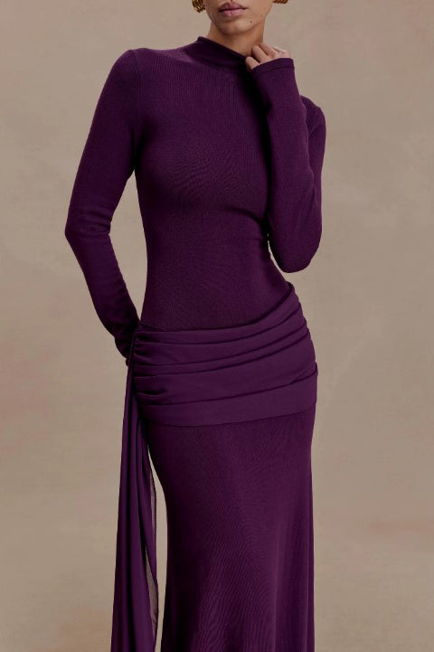 Pleated Ribbon Design Maxi Dress