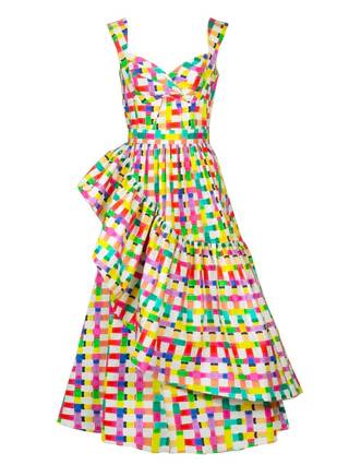 Colorful Check Irregular Hem Dress