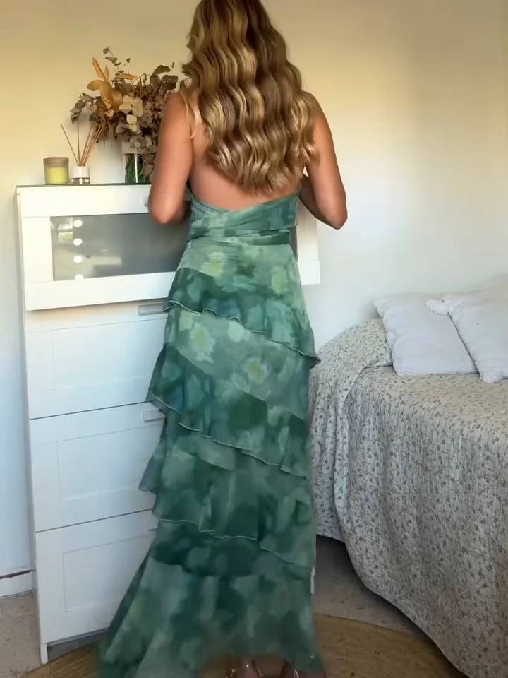 Neck Lace-Up Top And Skirt Suit