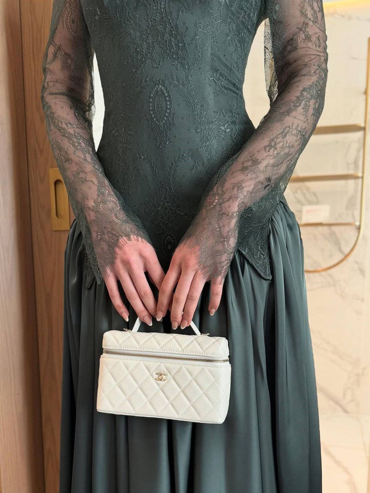 Off-shoulder Lace Splicing Maxi Dress