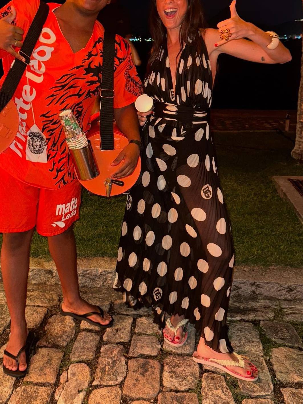 Deep V Dot Print Backless Dress