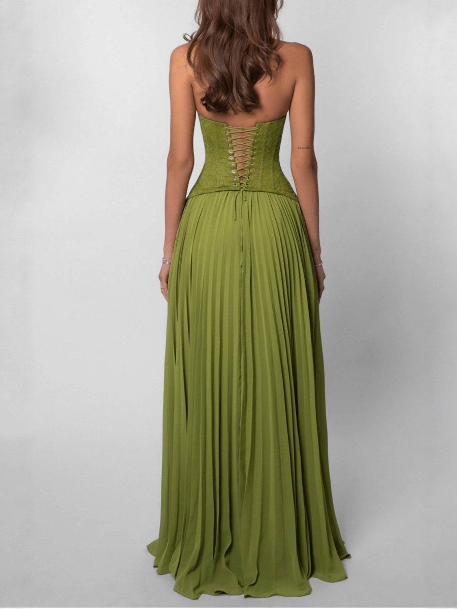 Lace Splicing Halter Neck Maxi Dress