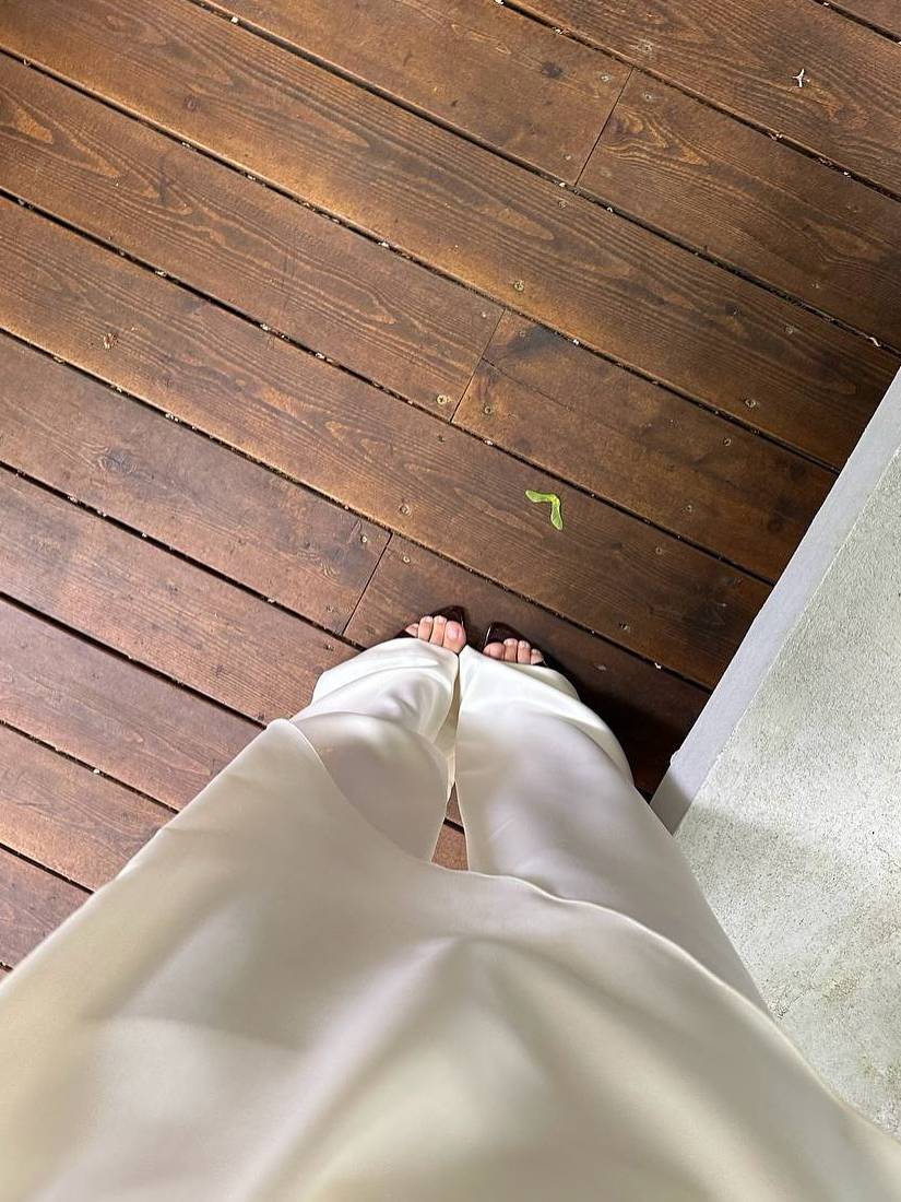 Pleated Design Irregular Hem Shirt And Wide Leg Pants Suit