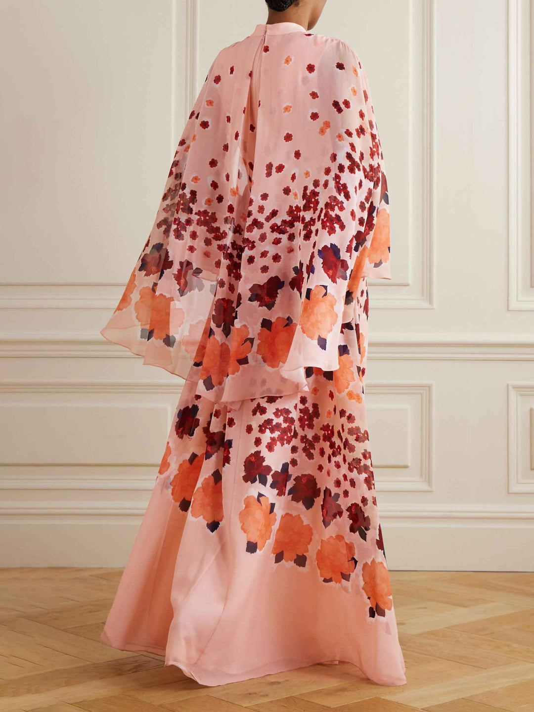 Exquisite Romantic Floral Print Lace-up Maxi Dress