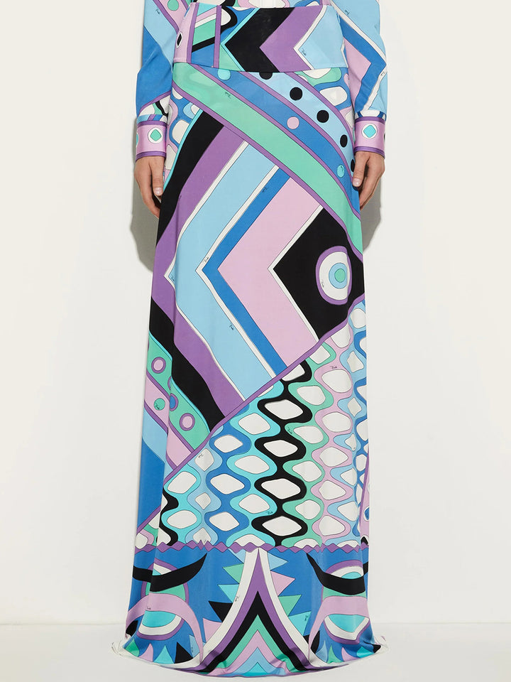 Temperament Printed Hip-hugging Maxi Skirt