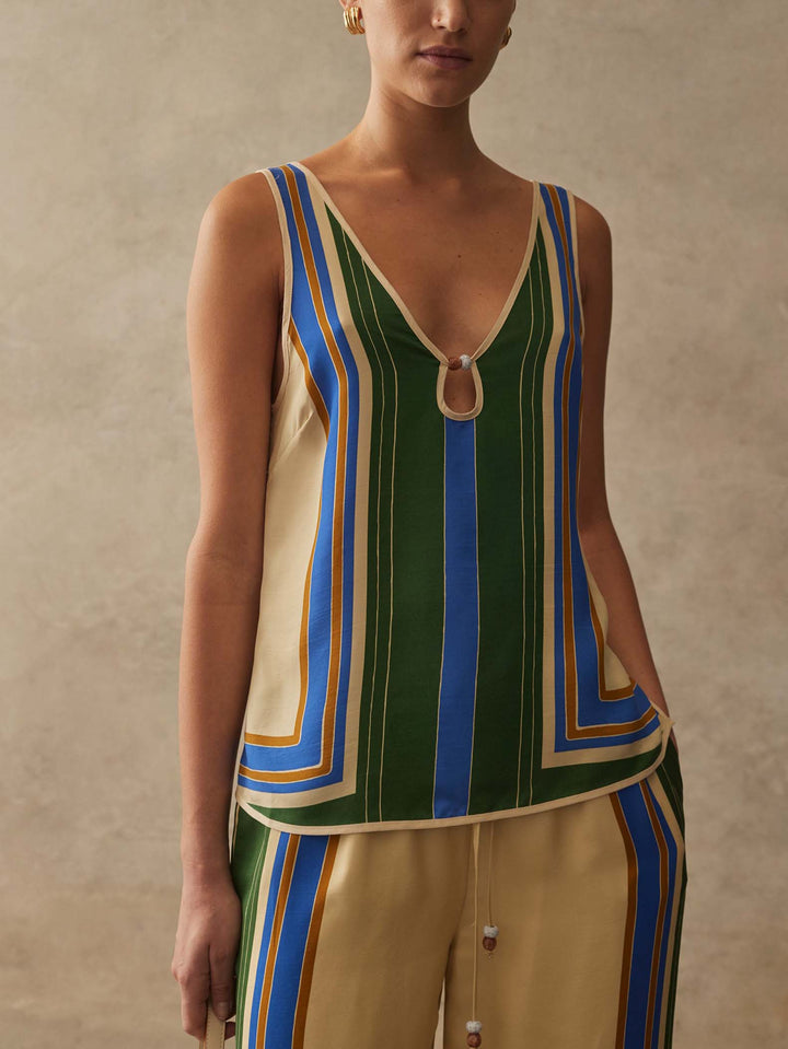 Exquisite Casual Irregular Stripe Print Tank Top