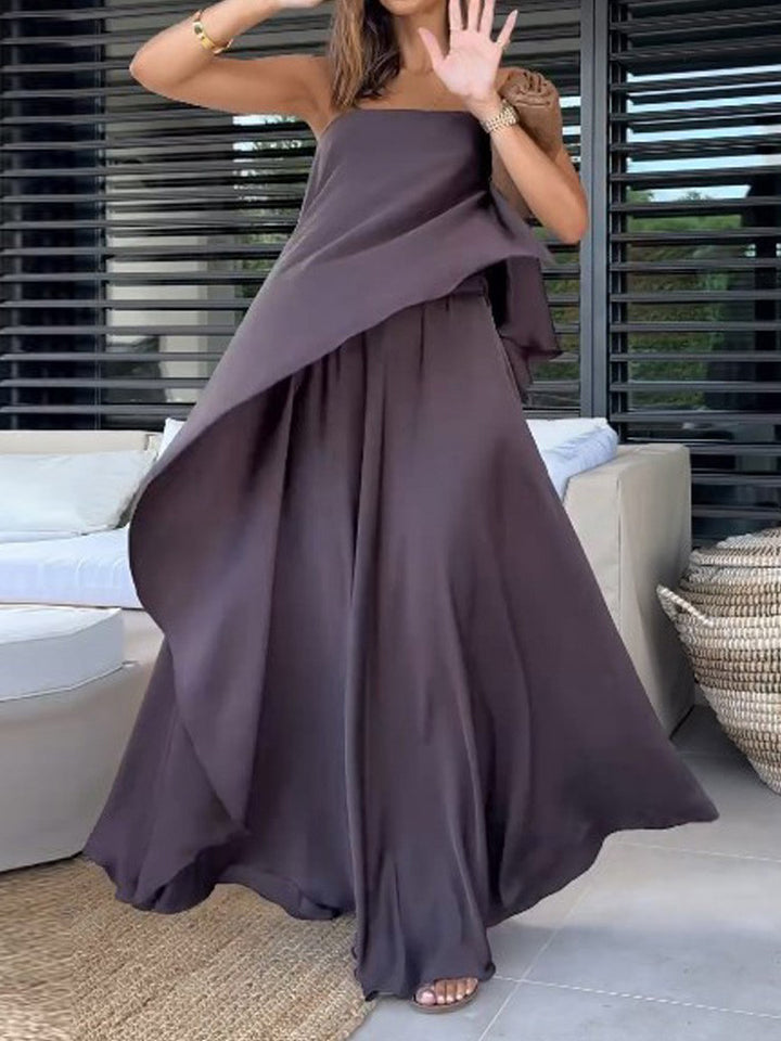 Elegant Sleeveless Tube Top Skirt Two Piece Set