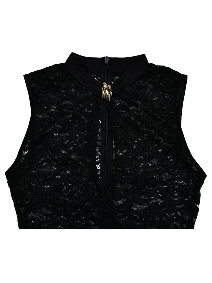 Lace Hollow High Slit Maxi Dress