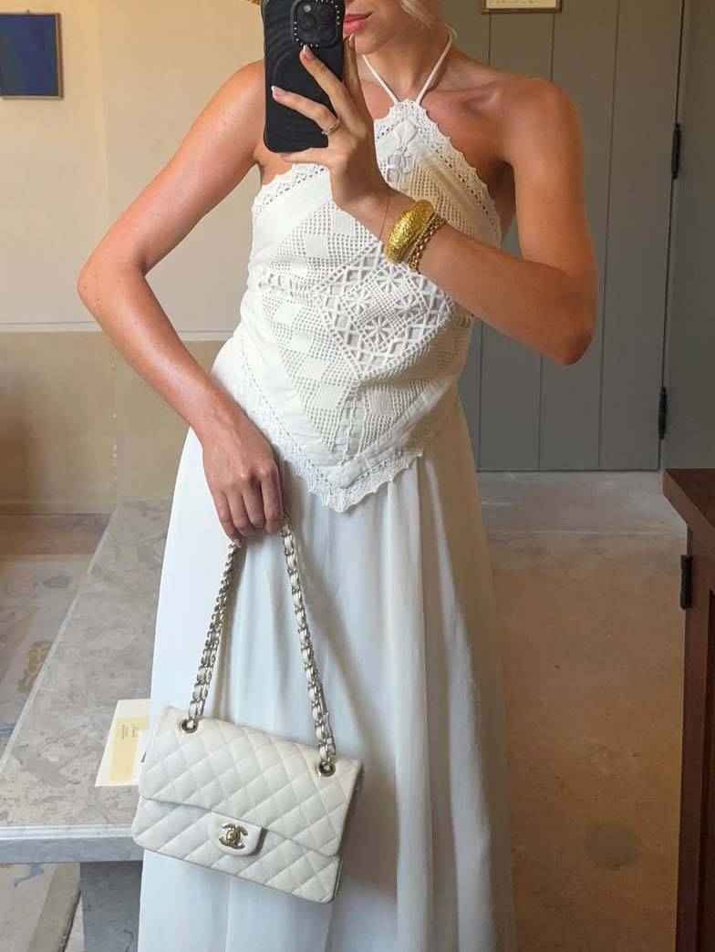 Halter Neck Backless Lace Top And Skirt Set-Skirt