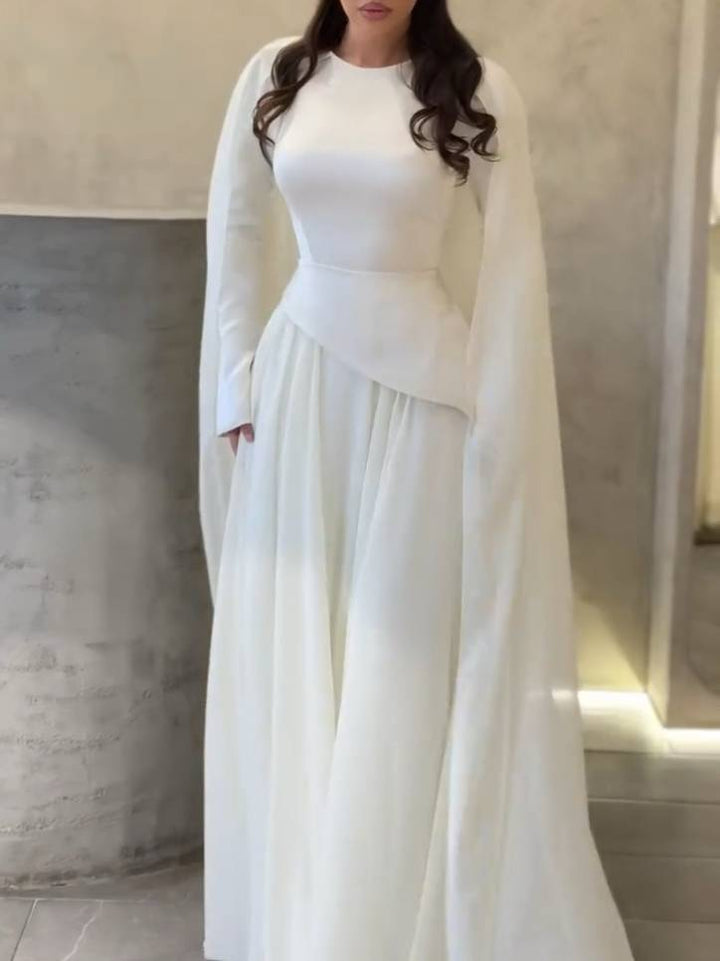 Elegant Cape Design Maxi Dress
