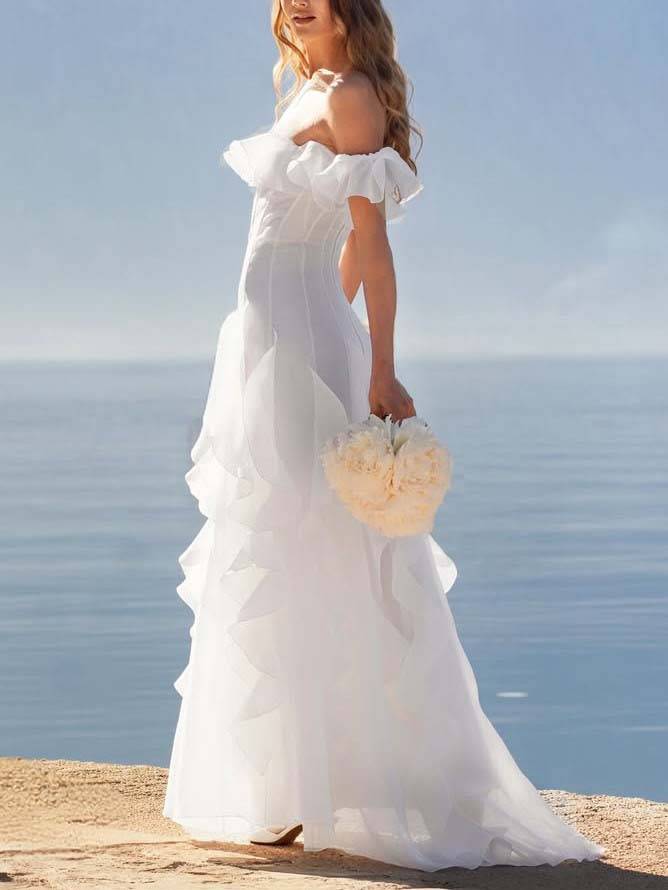 Romantic Ruffled Off-shoulder Maxi Dress
