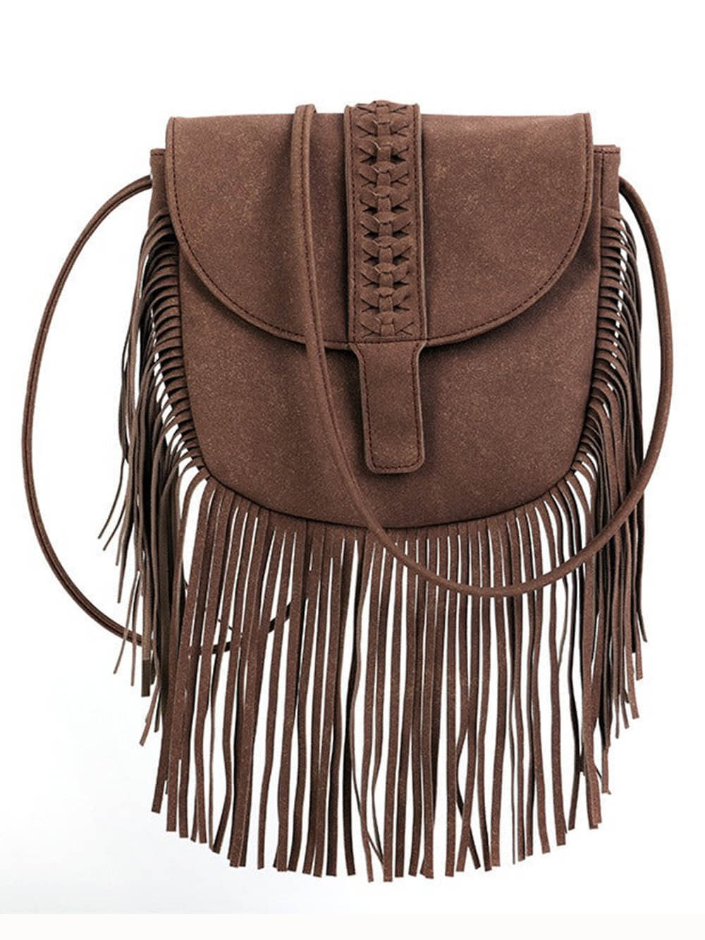 Vevd semi-sirkulær skinnkvast Crossbody-veske