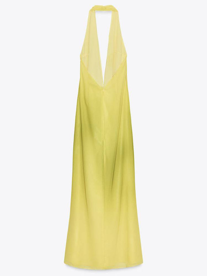 Halter Neck Lace-up Backless Slim-fit Maxi Dress
