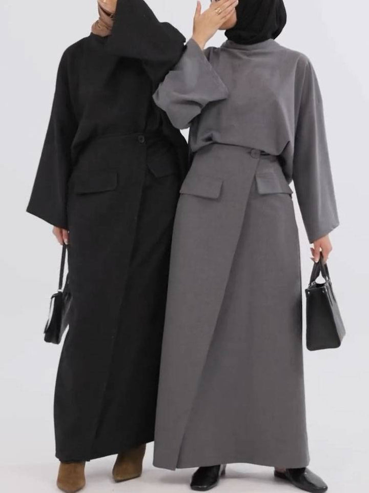 Minimalist Long Sleeve Top And Skirt Set