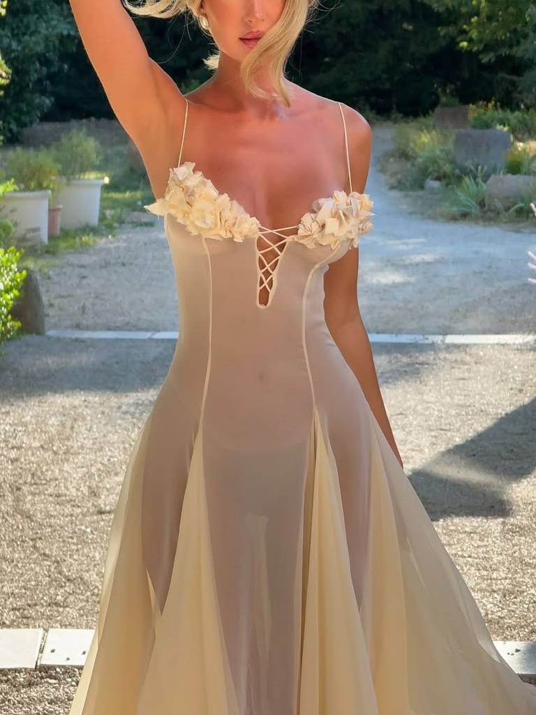 Petal Design Semi-transparent Mini Dress