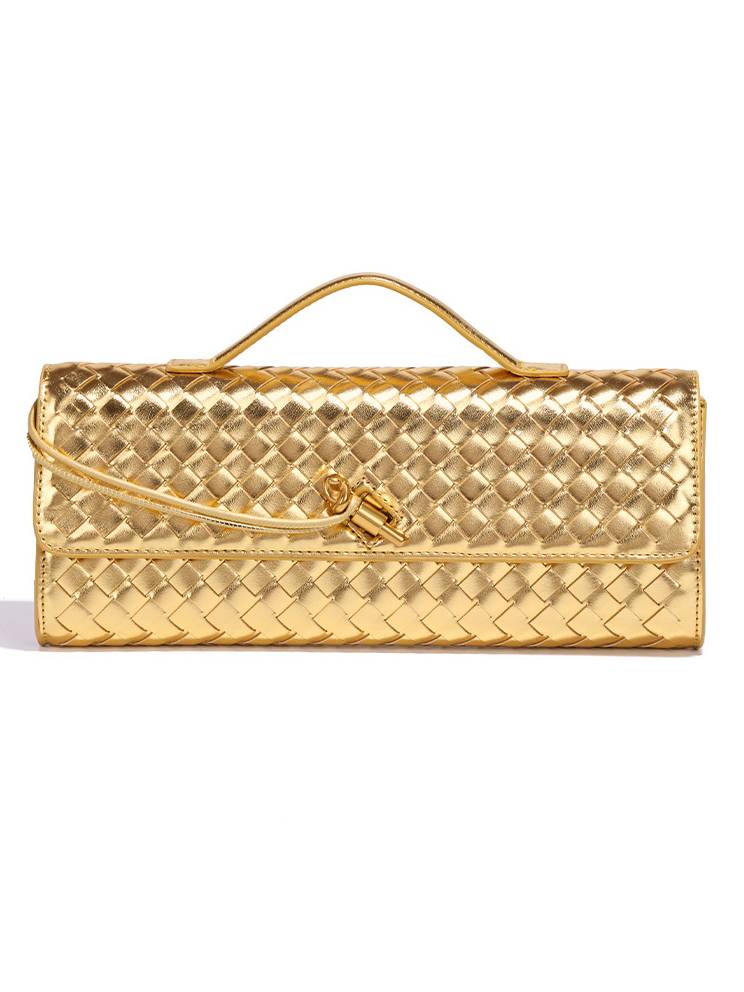 Two Way Woven Flap Clutch Shoulder Bag