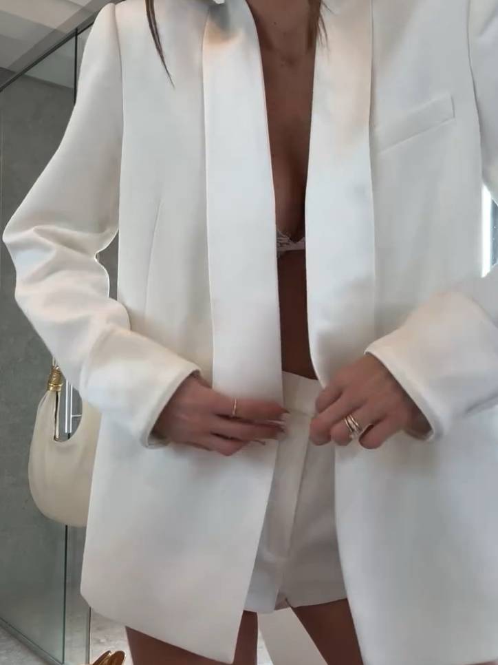 Long Sleeve Blazer And Shorts Suit