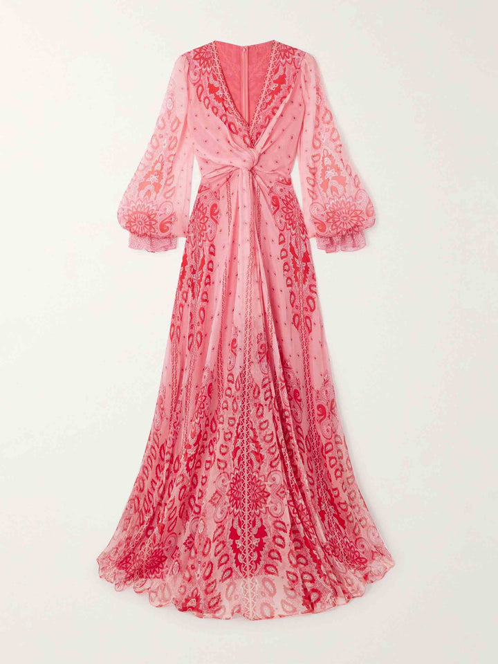 Exquisite Paisley Print Flowy Maxi Dress