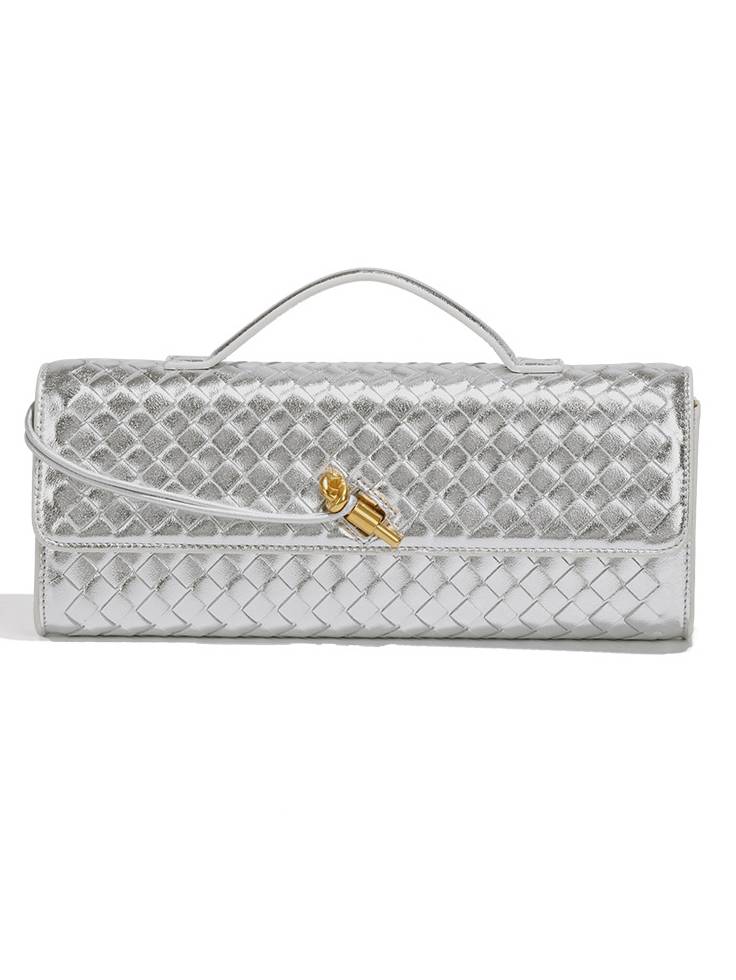 Two Way Woven Flap Clutch Shoulder Bag