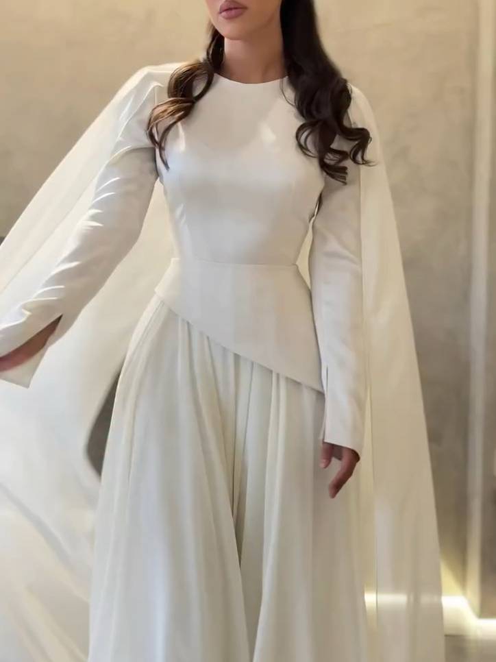 Elegant Cape Design Maxi Dress