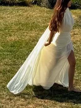 Romantic Scarf Waist Pleated Split Maxi Dress