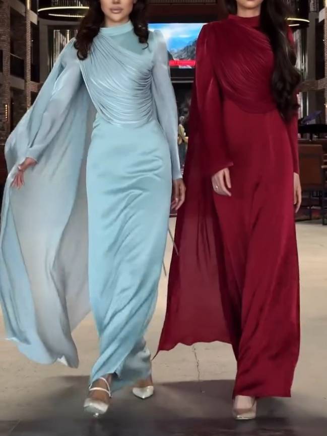 Pleated Design Ribbon Maxi Dress