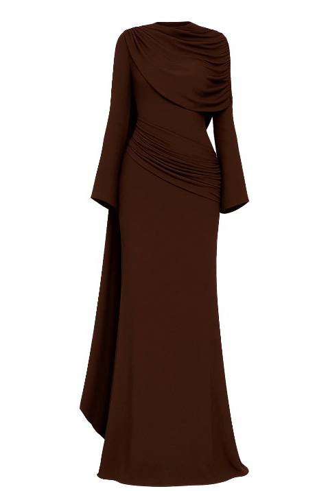 Pleated Ribbon Design Maxi Dress