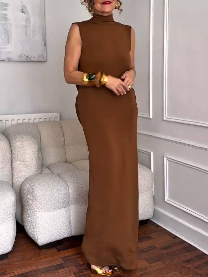 Elegant Back Unique Design Minimalist Maxi Dress