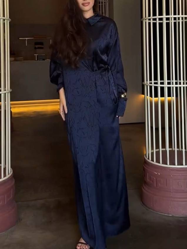 Loose Front Side Lace-Up Printed Maxi Dress
