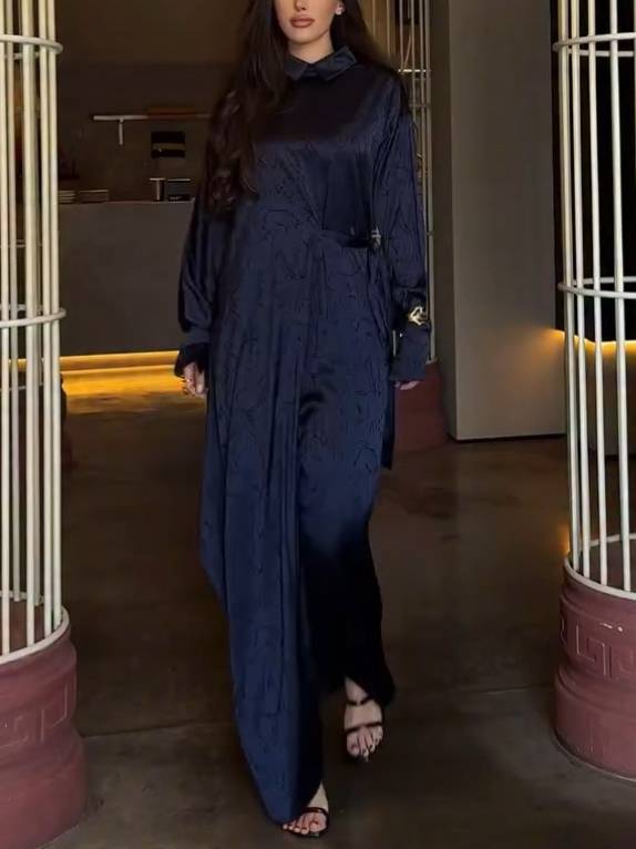 Loose Front Side Lace-Up Printed Maxi Dress
