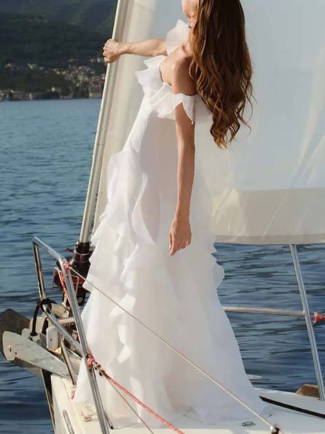 Romantic Ruffled Off-shoulder Maxi Dress