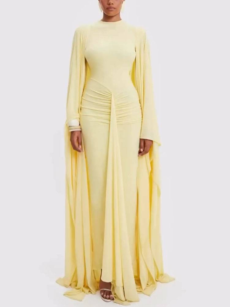 Cape Ribbon Design Maxi Dress