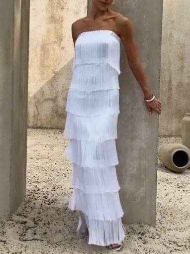 Tube Top Tassel Maxi Dress