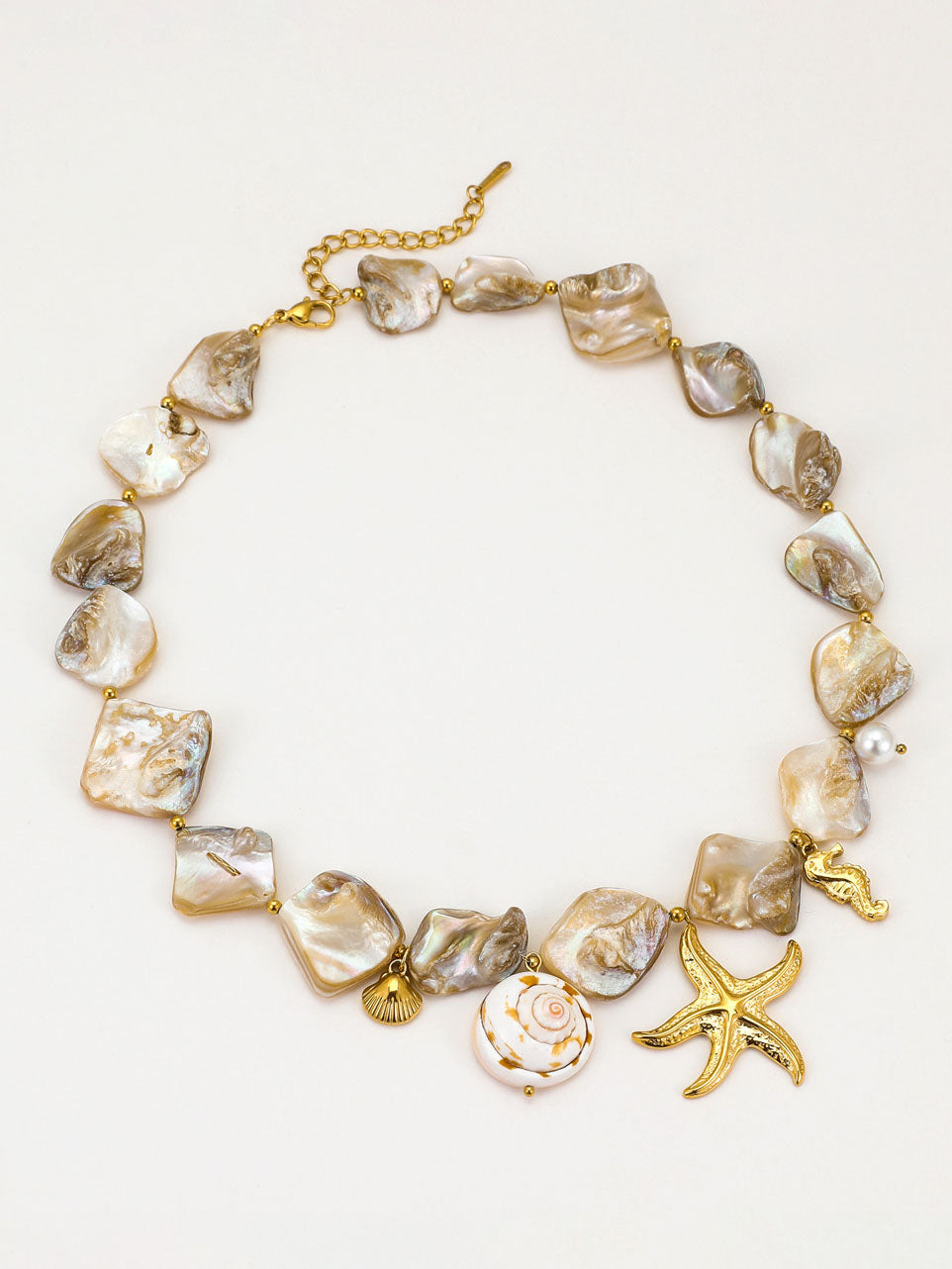 Holiday Style Irregular Shell Conch Starfish Necklace